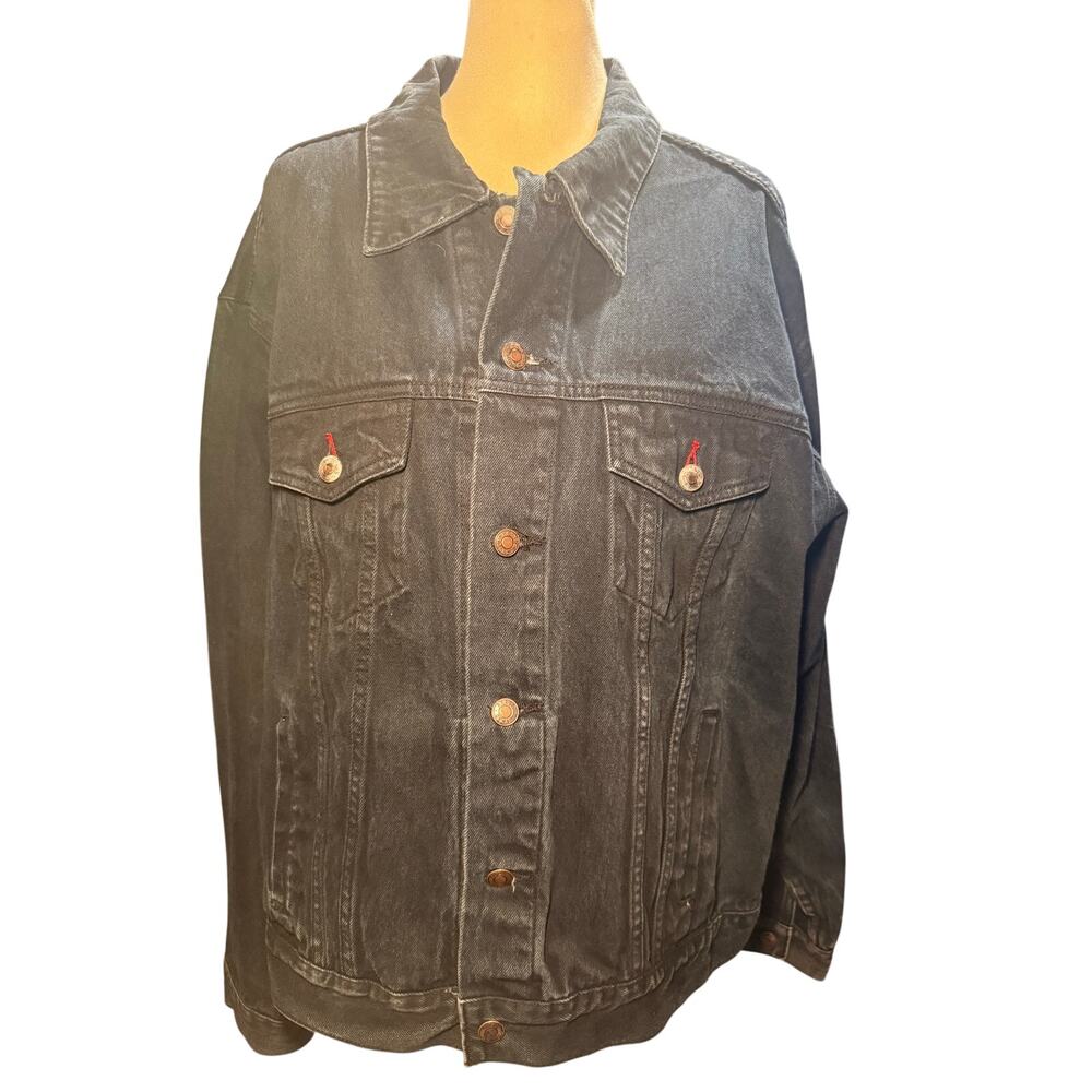 Relic Denim Black Washed Trucker Jacket, 100% Cotton, Y2K Streetwear, Men's XL